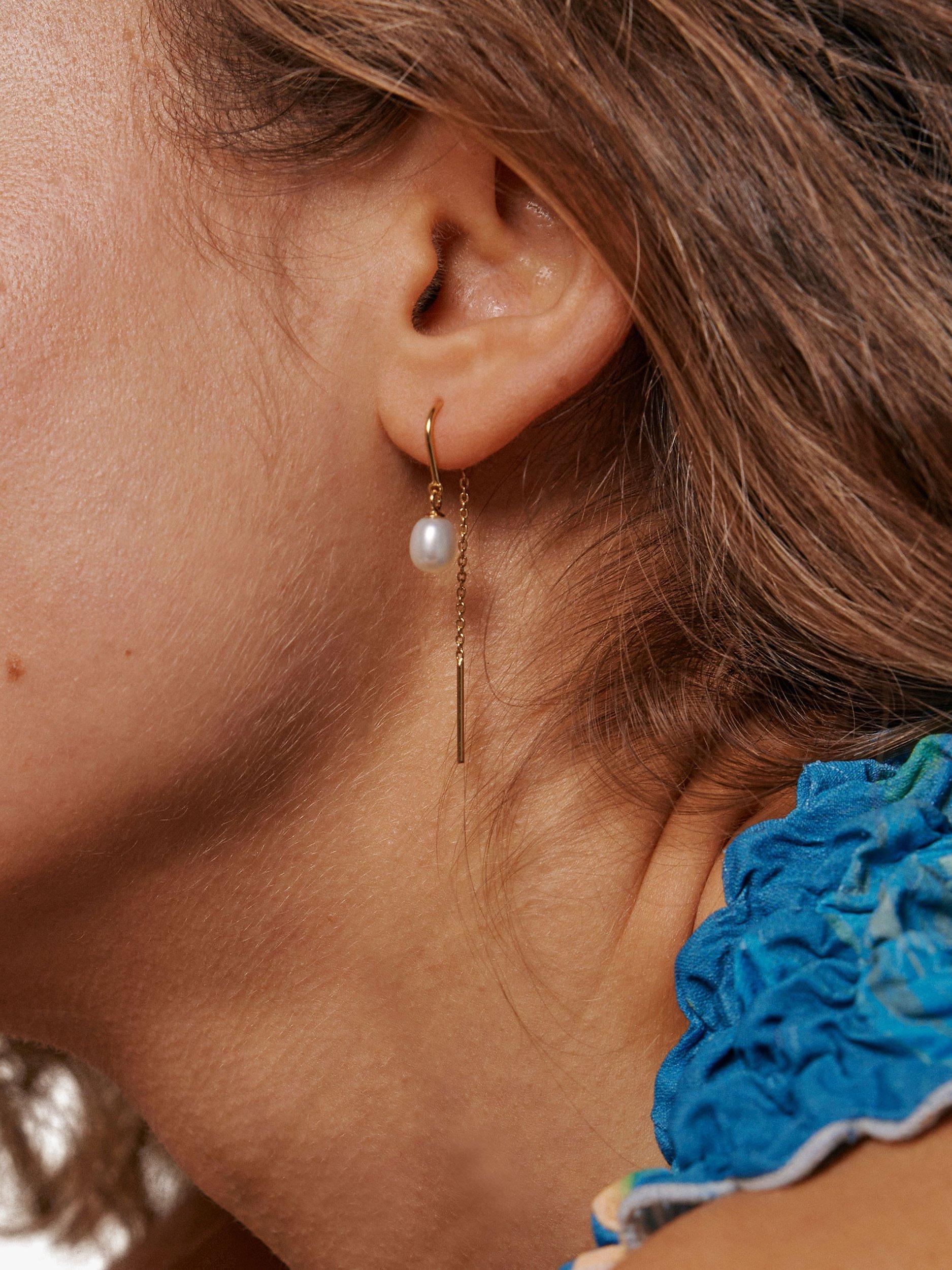 Product image 2 of 3, which shows ENAMEL Copenhagen Eleanor Pearl Earrings, Yellow Gold