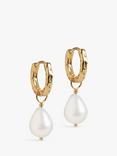 ENAMEL Copenhagen Pearl Drop Hoop Earrings, Gold