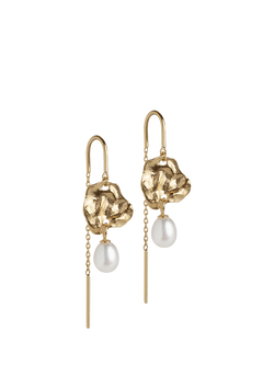 ENAMEL Copenhagen Kai Pearl Chain Drop Earrings, Gold, Yellow Gold