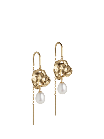 ENAMEL Copenhagen Kai Pearl Chain Drop Earrings, Gold, Yellow Gold