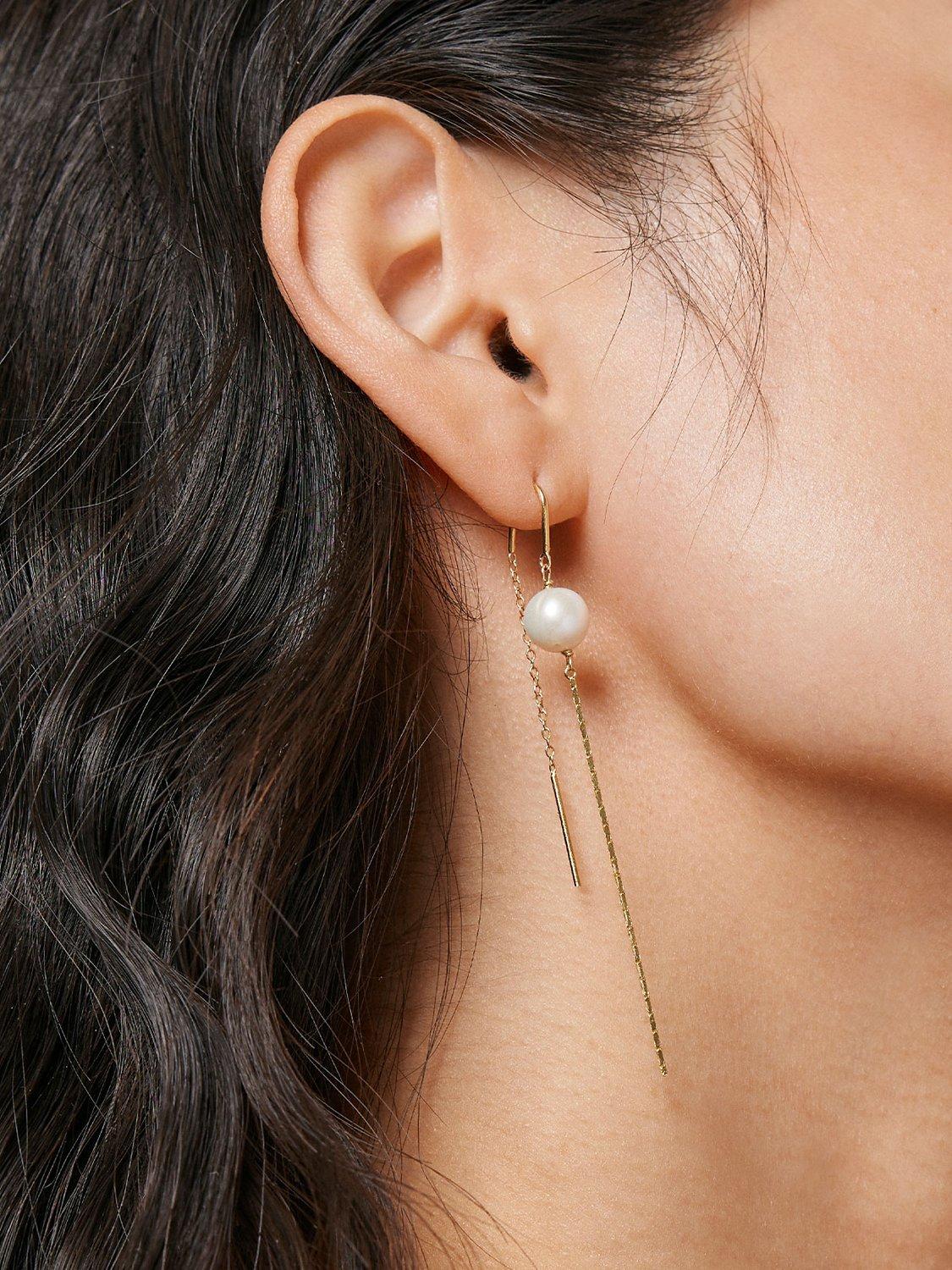 Product image 2 of 4, which shows ENAMEL Copenhagen Aga Chain Drop Earrings, Gold