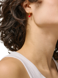 ENAMEL Copenhagen Amore Hoop Earrings - view 2, Gold/Red