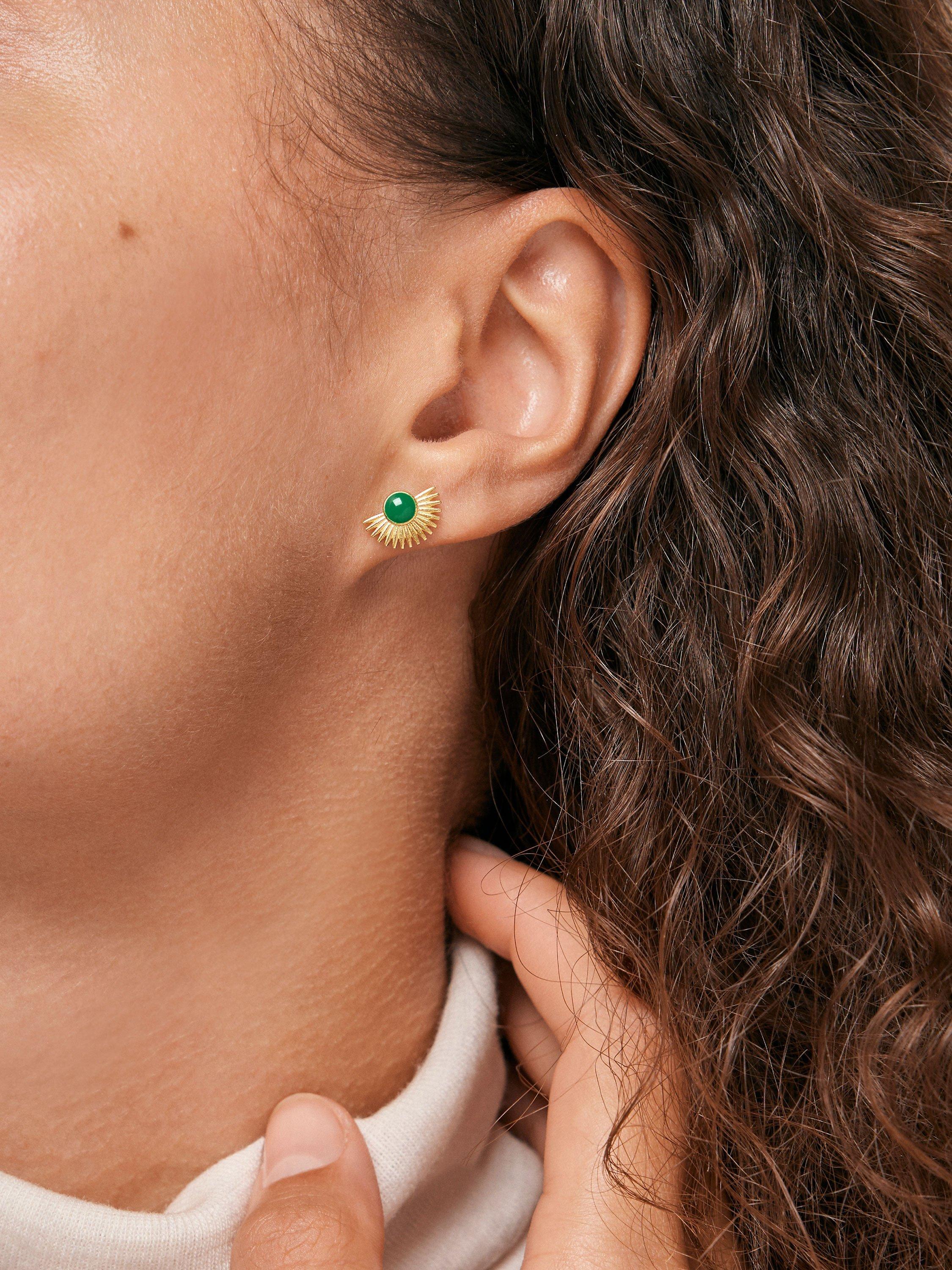 Product image 2 of 4, which shows ENAMEL Copenhagen Soleil Stud Earrings, Green