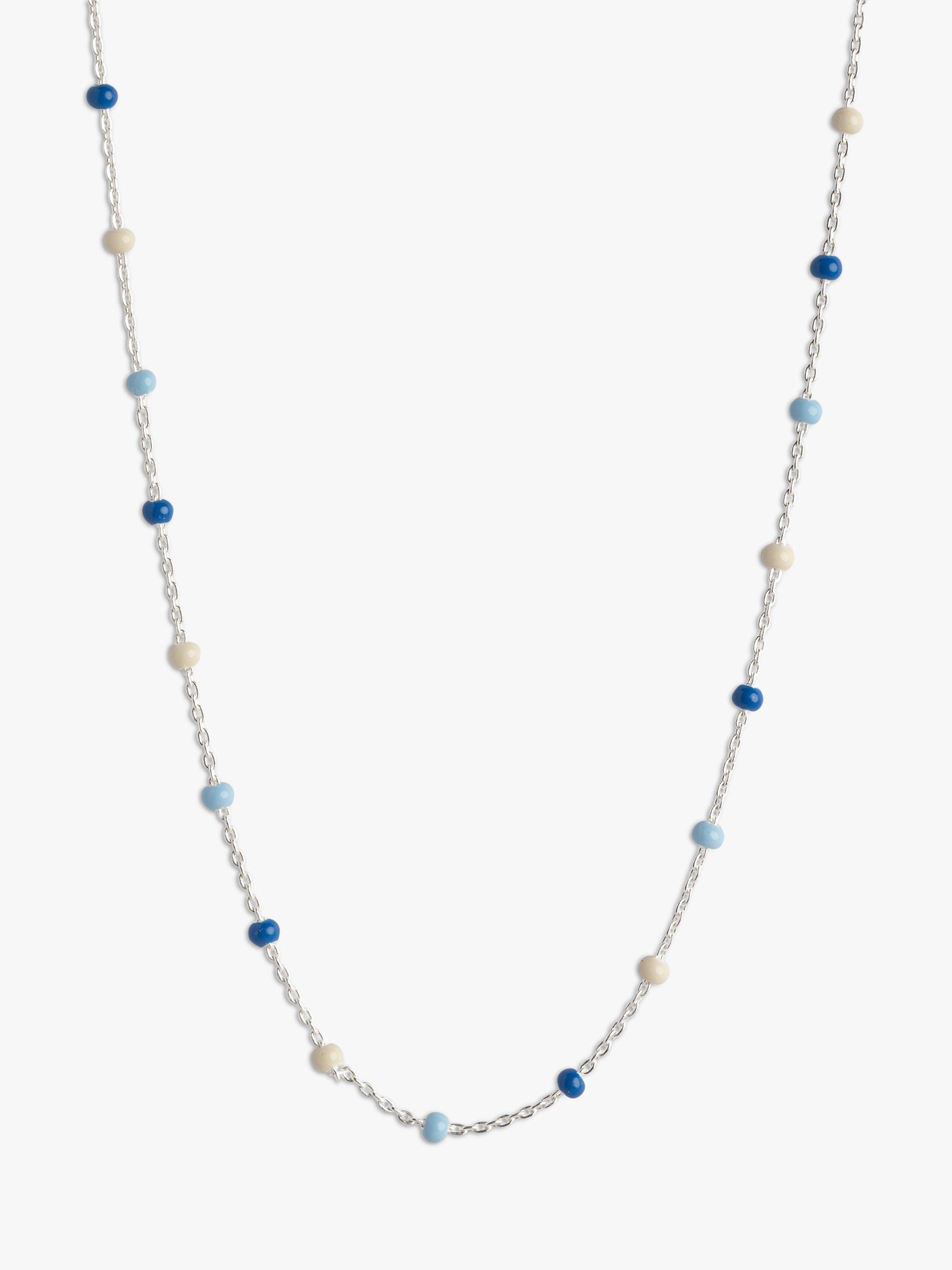 Product image 1 of 4, which shows ENAMEL Copenhagen Lola Chain Necklace, Silver/Marine