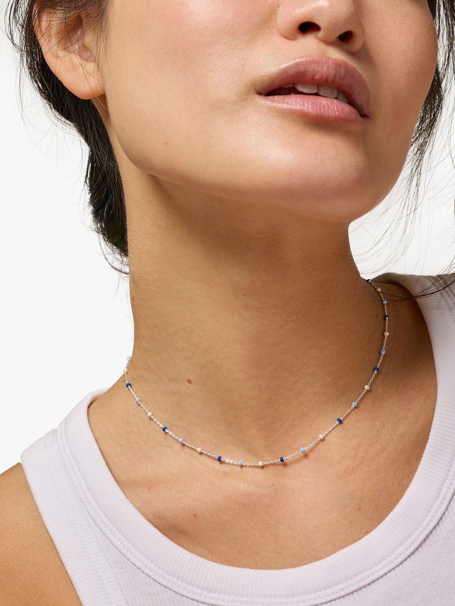 Product image 3 of 4, which shows ENAMEL Copenhagen Lola Chain Necklace, Silver/Marine