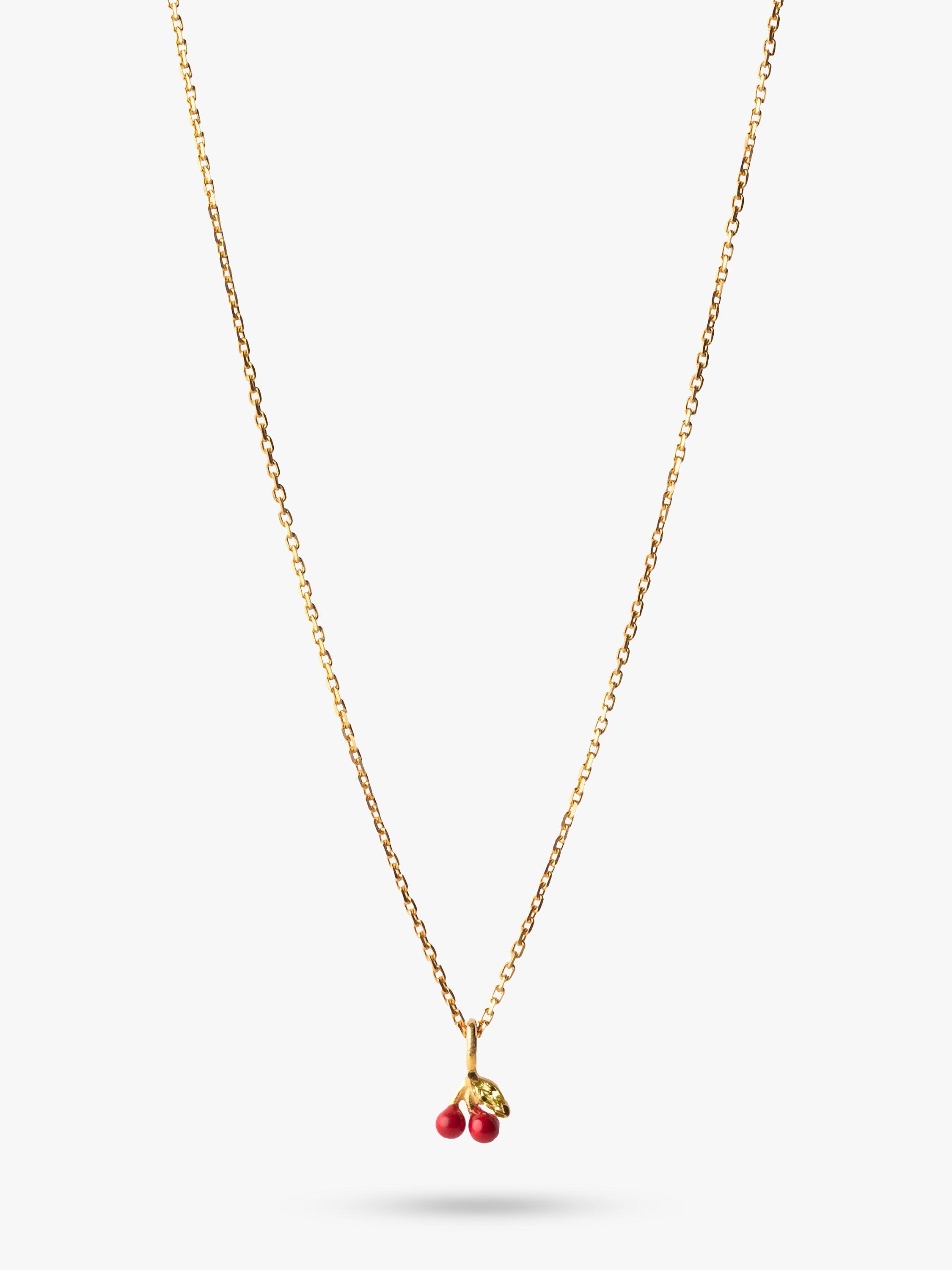 Product image 1 of 6, which shows ENAMEL Copenhagen Cherry Necklace, Yellow Gold/Red