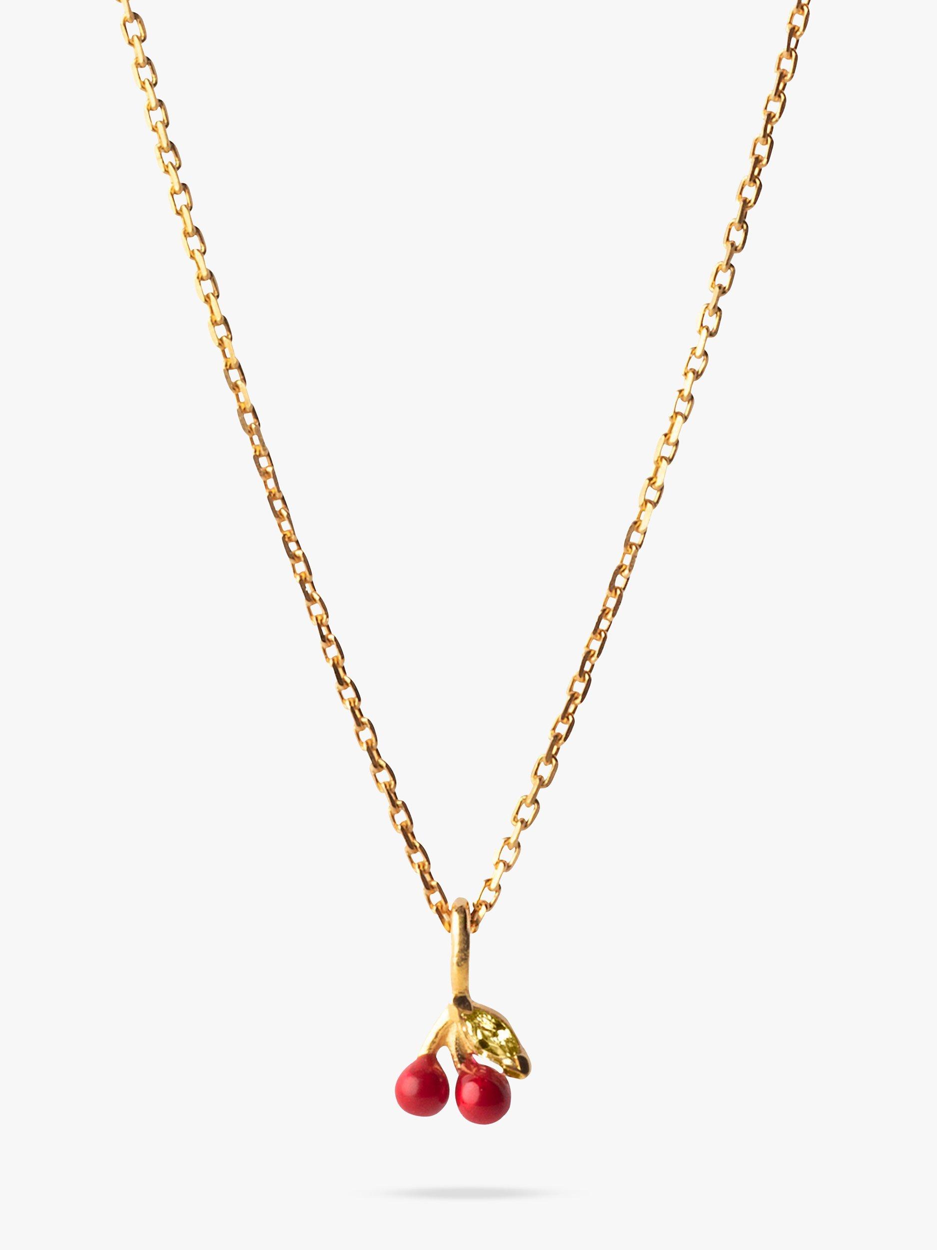 Product image 2 of 6, which shows ENAMEL Copenhagen Cherry Necklace, Yellow Gold/Red