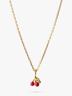 ENAMEL Copenhagen Cherry Necklace, Yellow Gold/Red - view 2, Yellow Gold/Red