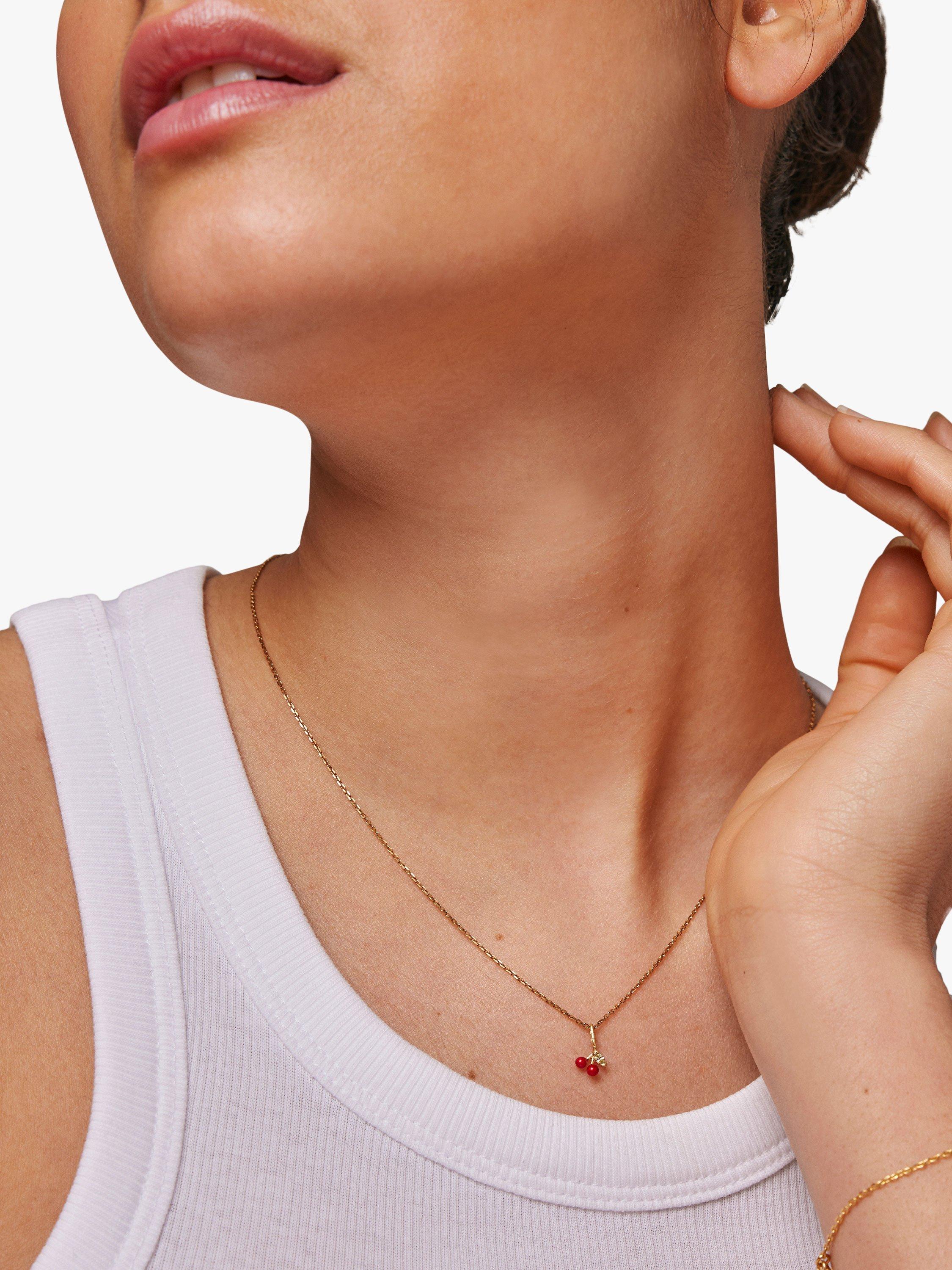 Product image 4 of 6, which shows ENAMEL Copenhagen Cherry Necklace, Yellow Gold/Red
