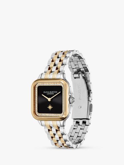 Olivia Burton 24000124 Grosvenor Square Sunray Dial Crystal Bracelet Strap Watch, Multi/Black - view 2, Multi/Black