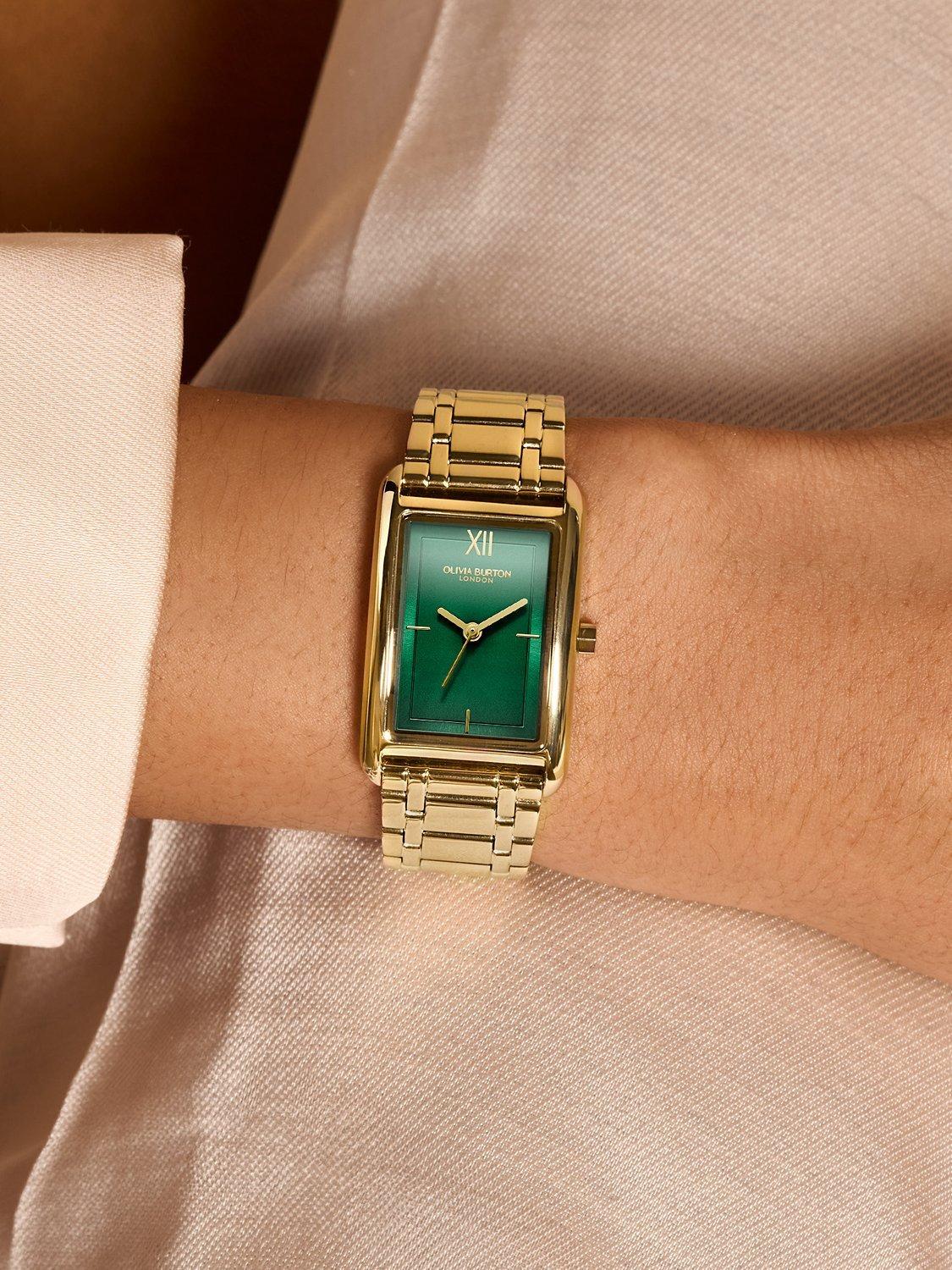 Olivia Burton Women s Grove Bracelet Strap Watch Gold Green 24000195