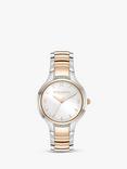 Olivia Burton Women's Three Link Integrated Bracelet Strap Watch, Silver/Gold