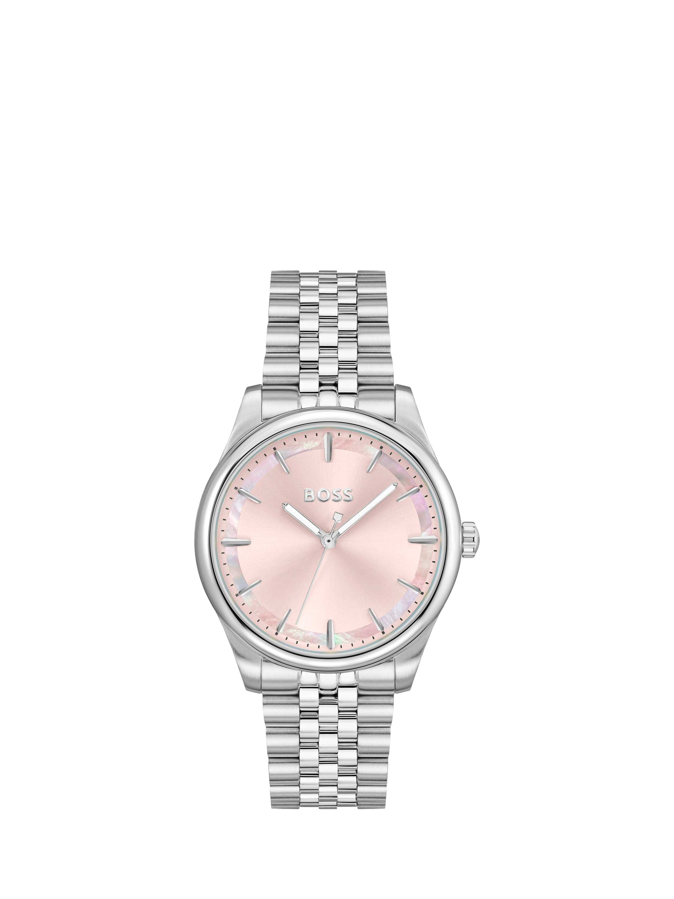 Product image 1 of 9, which shows BOSS 1502776 Women's Graceful Bracelet Strap Watch, Silver/Pink