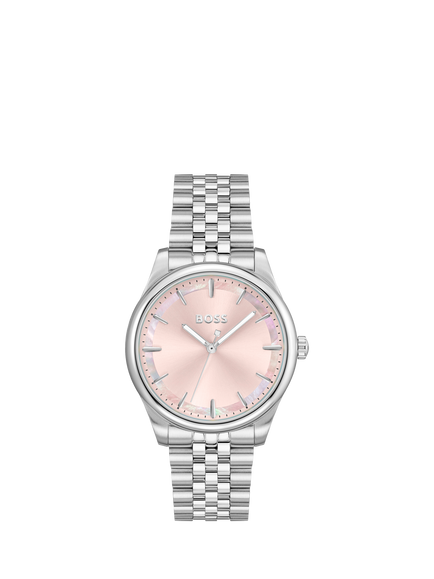 BOSS 1502776 Women's Graceful Bracelet Strap Watch, Silver/Pink, Silver