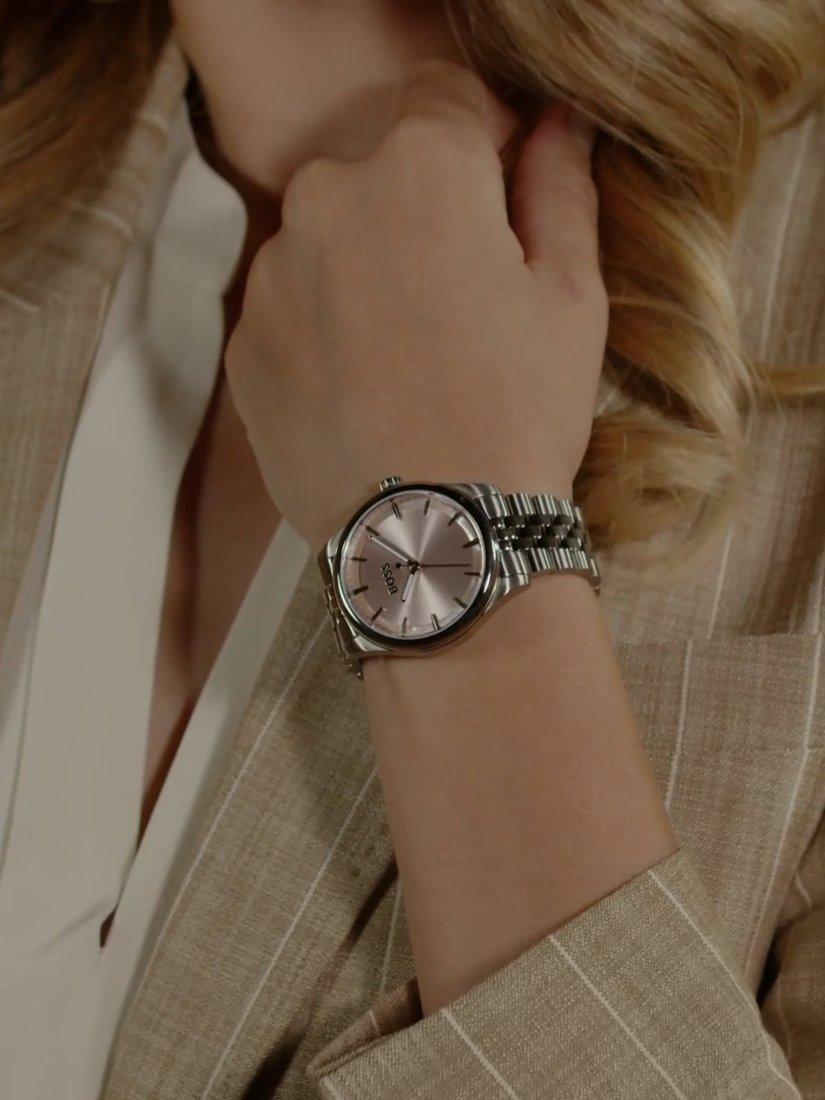 Product image 5 of 9, which shows BOSS 1502776 Women's Graceful Bracelet Strap Watch, Silver/Pink