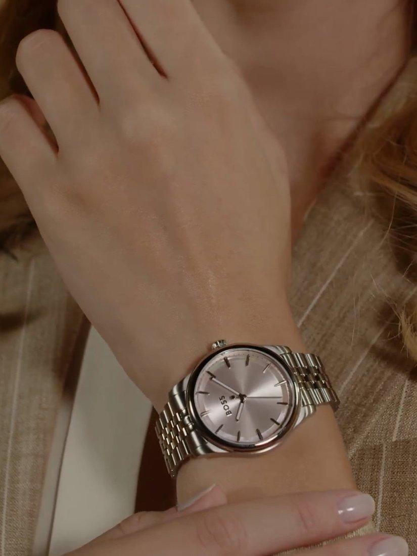Product image 6 of 9, which shows BOSS 1502776 Women's Graceful Bracelet Strap Watch, Silver/Pink