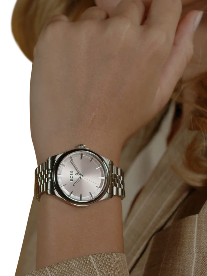 Product image 7 of 9, which shows BOSS 1502776 Women's Graceful Bracelet Strap Watch, Silver/Pink