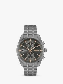 BOSS 1514153 Men's Skytraveller Chronograph Date Bracelet Strap Watch, Grey, Grey