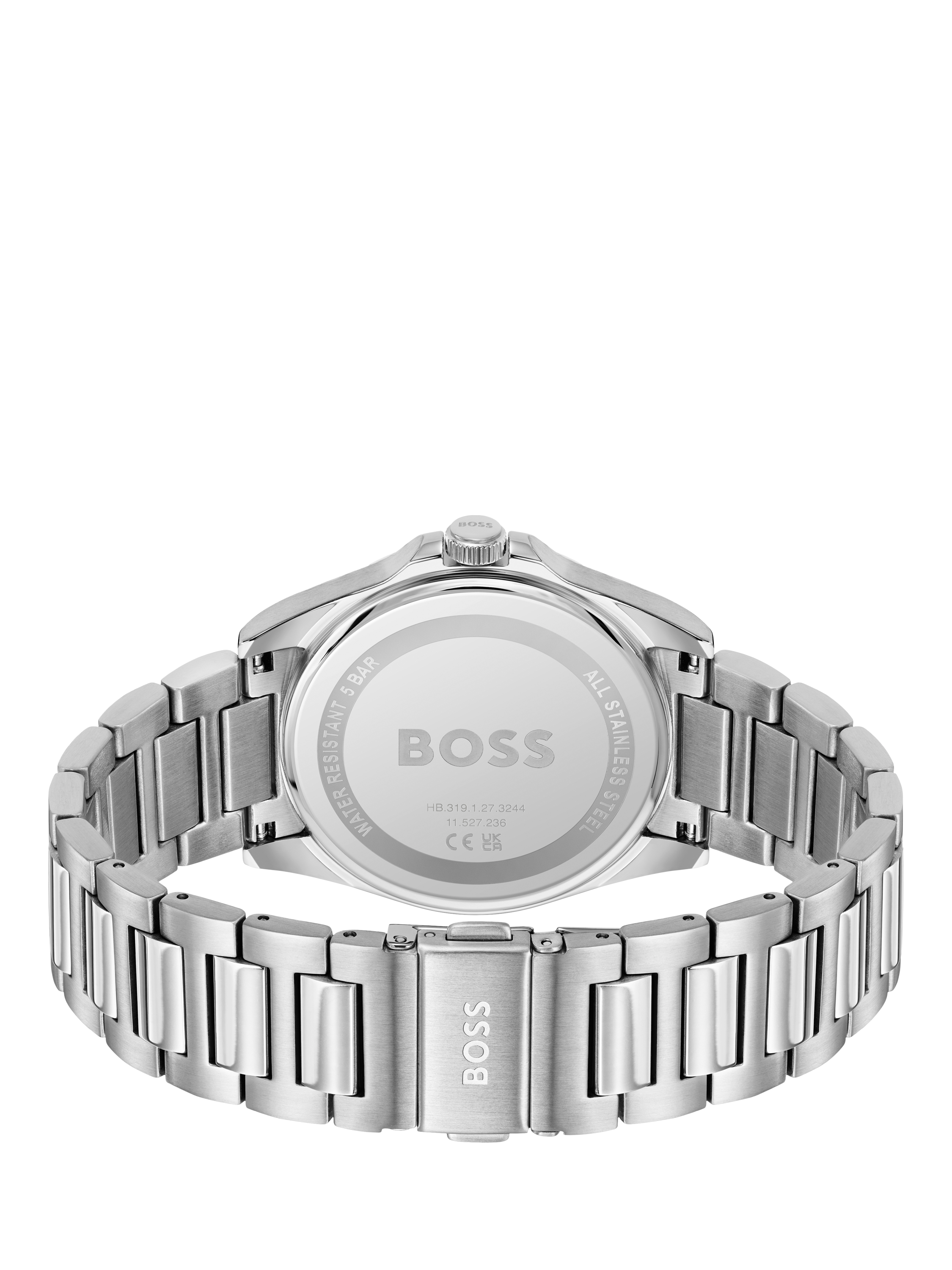 Product image 2 of 7, which shows BOSSS Men's Strike Date Bracelet Strap Watch, Silver/Black 1514170