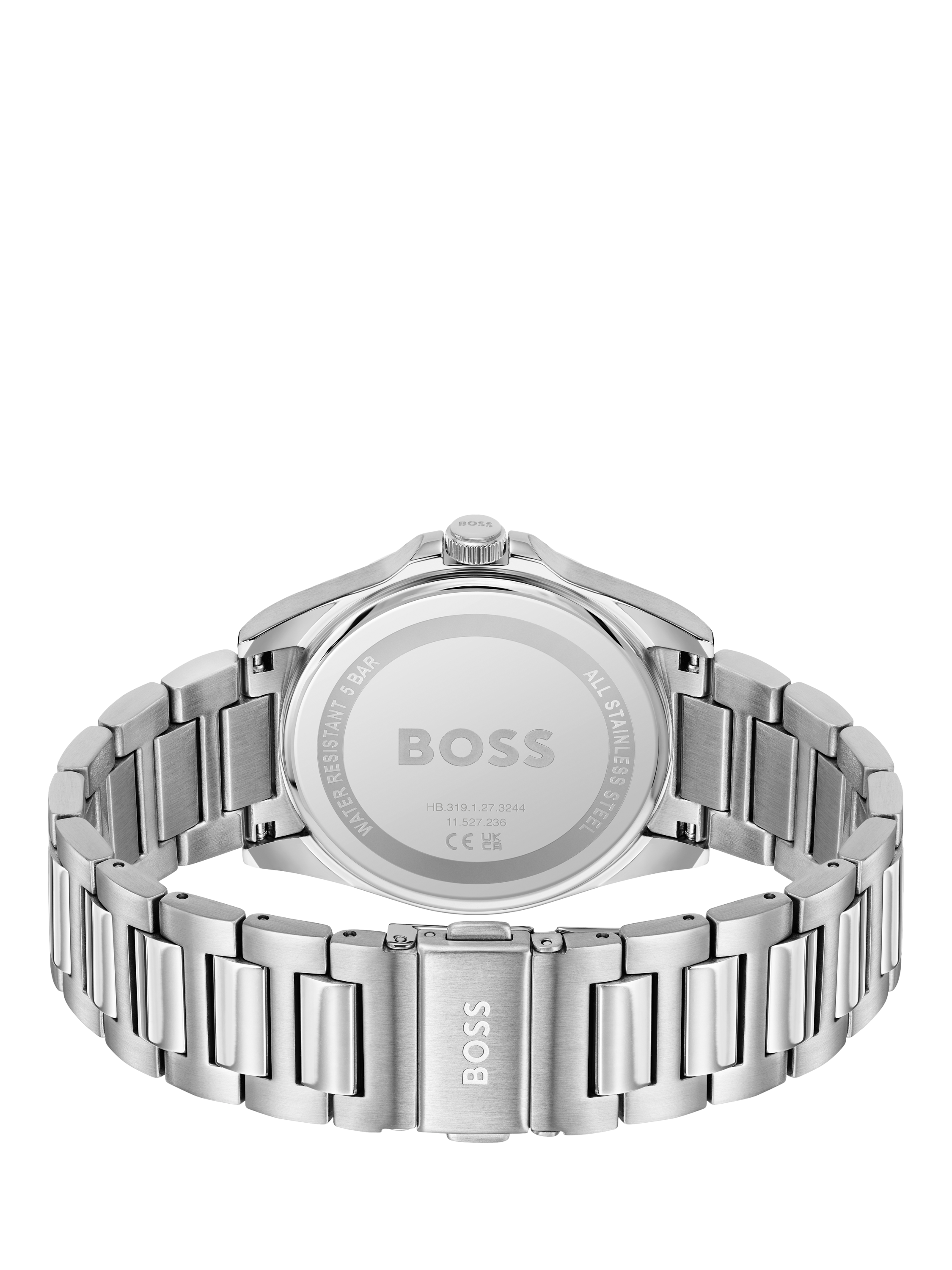 Product image 2 of 7, which shows BOSSS Men's Strike Date Bracelet Strap Watch, Silver/Turquoise 1514171