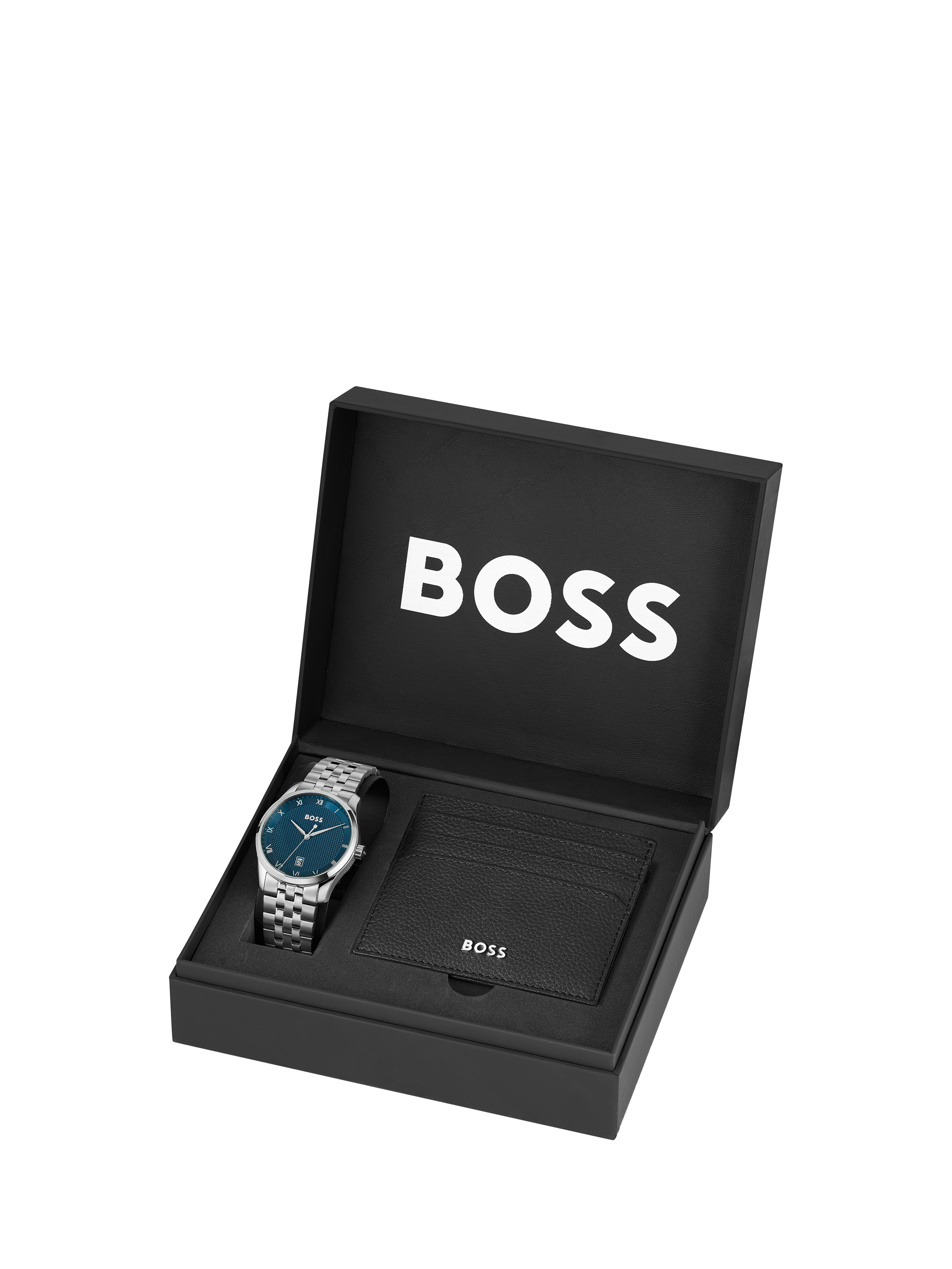 BOSS 1570178 Men s Principle Date Bracelet Strap Watch and Gift Card Holder Set