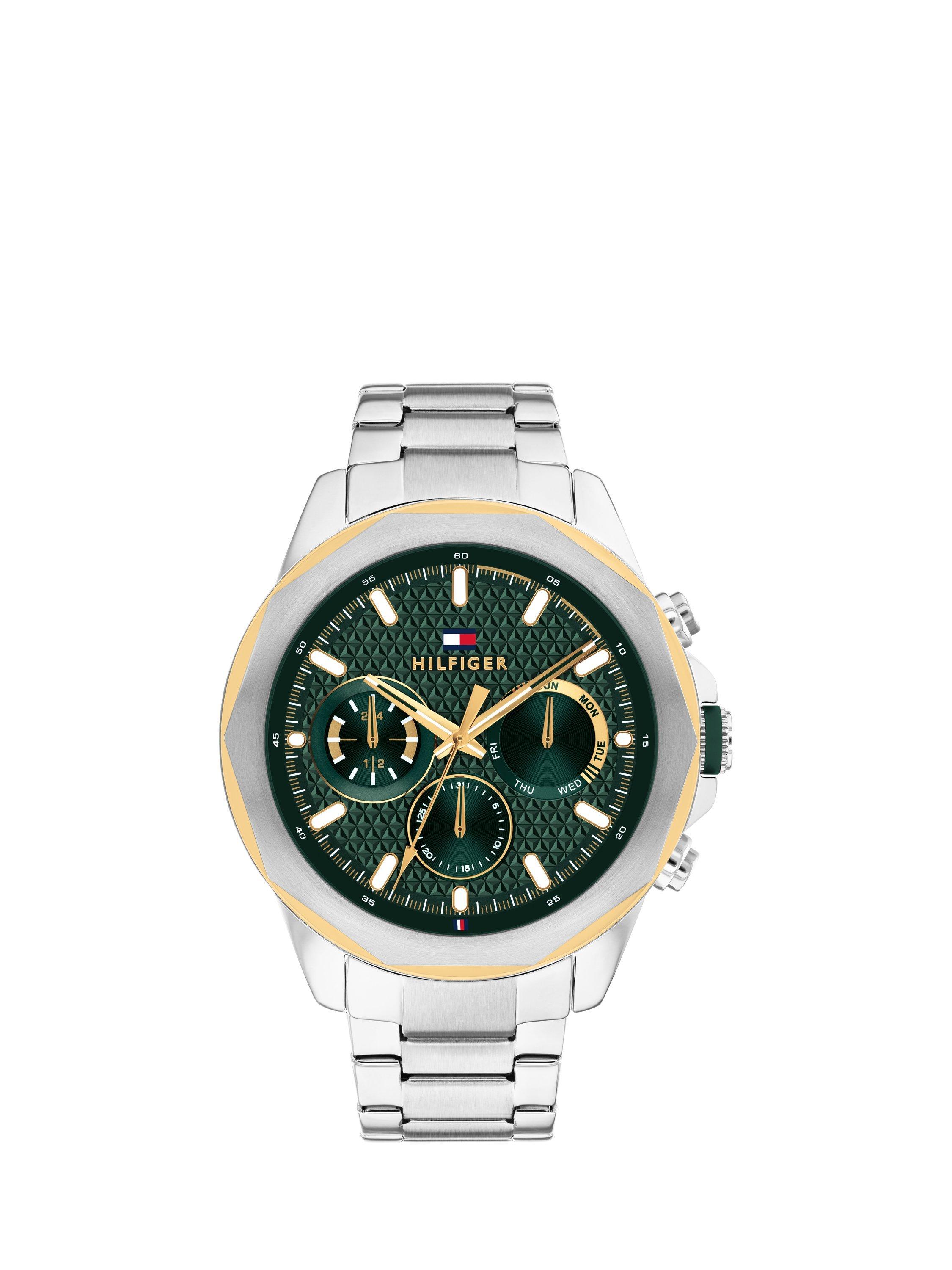 Product image 1 of 3, which shows Tommy Hilfiger 1710651 Men's Lars Multifunction Bracelet Strap Watch, Silver