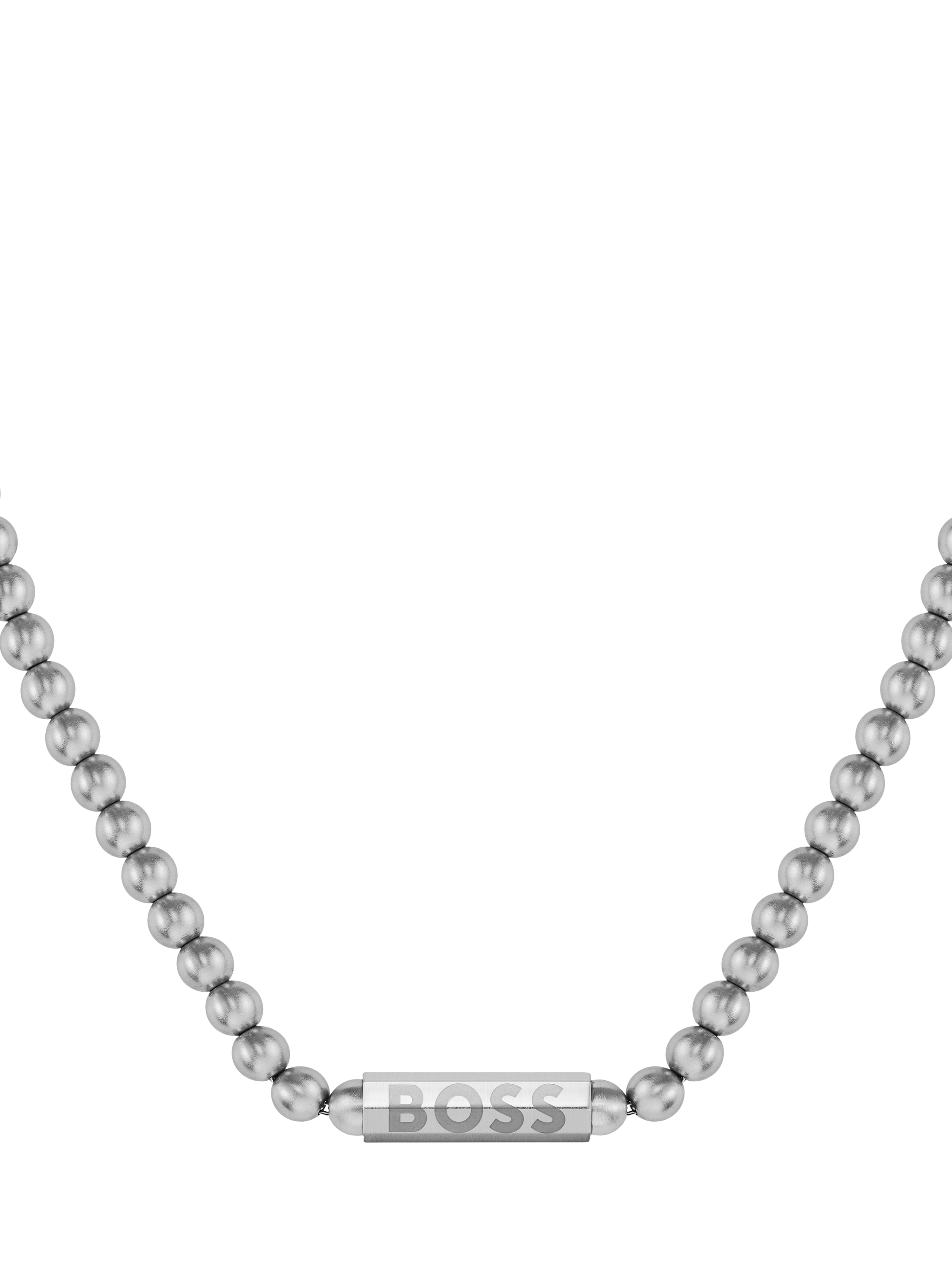 Product image 1 of 6, which shows BOSS Men's Sphere Metal Beads Necklace, Silver