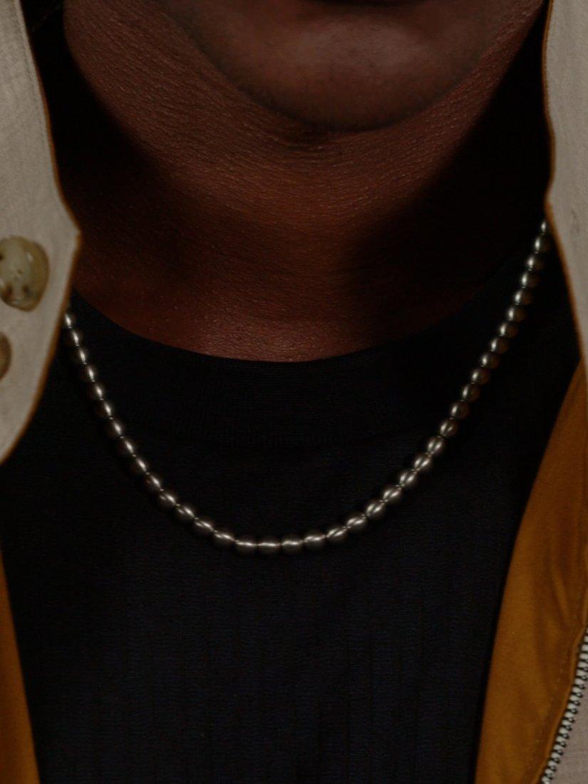 Product image 5 of 6, which shows BOSS Men's Sphere Metal Beads Necklace, Silver