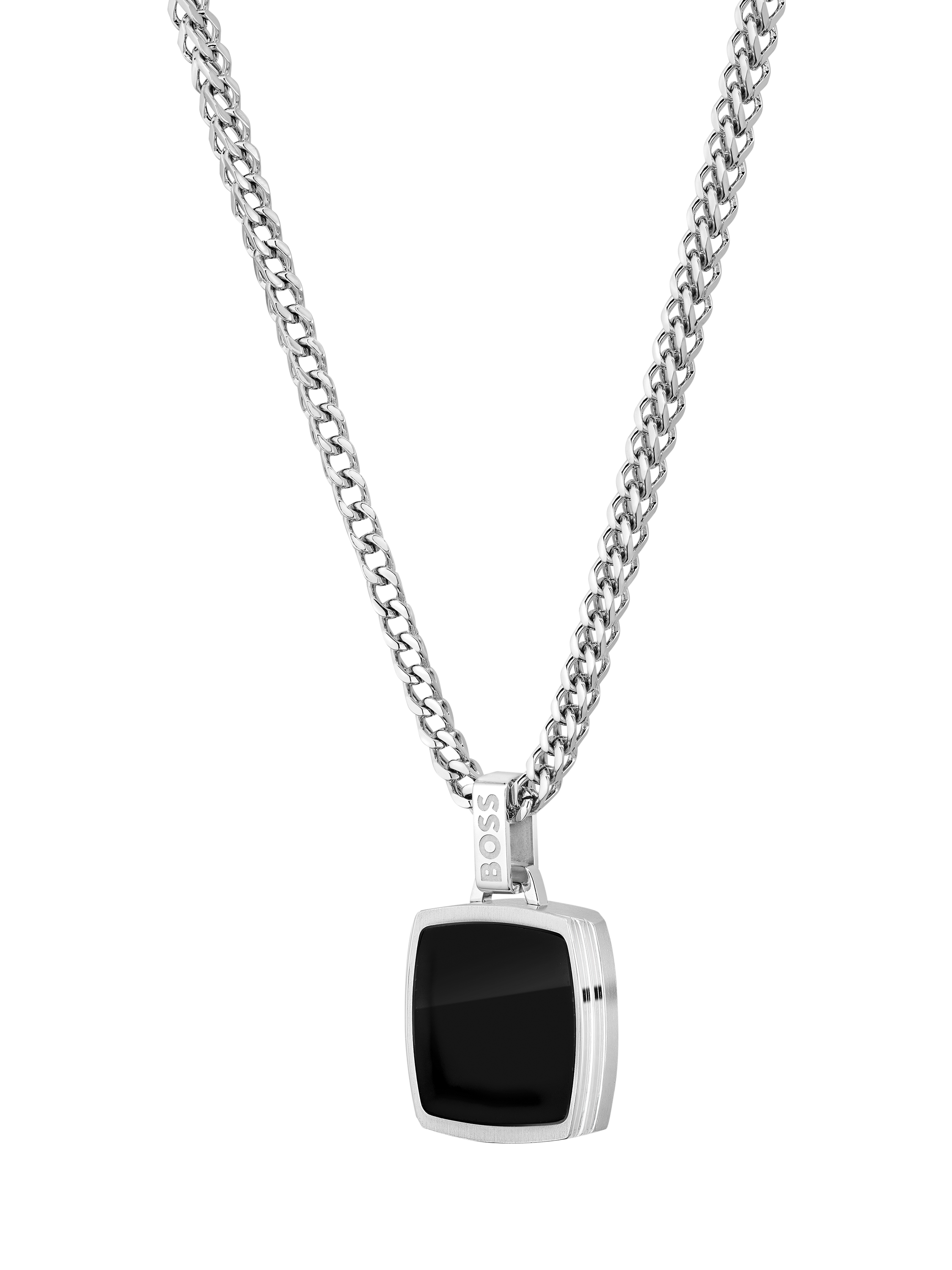Product image 1 of 6, which shows BOSS Men's Odell Onyx Pendant Necklace, Silver/Black