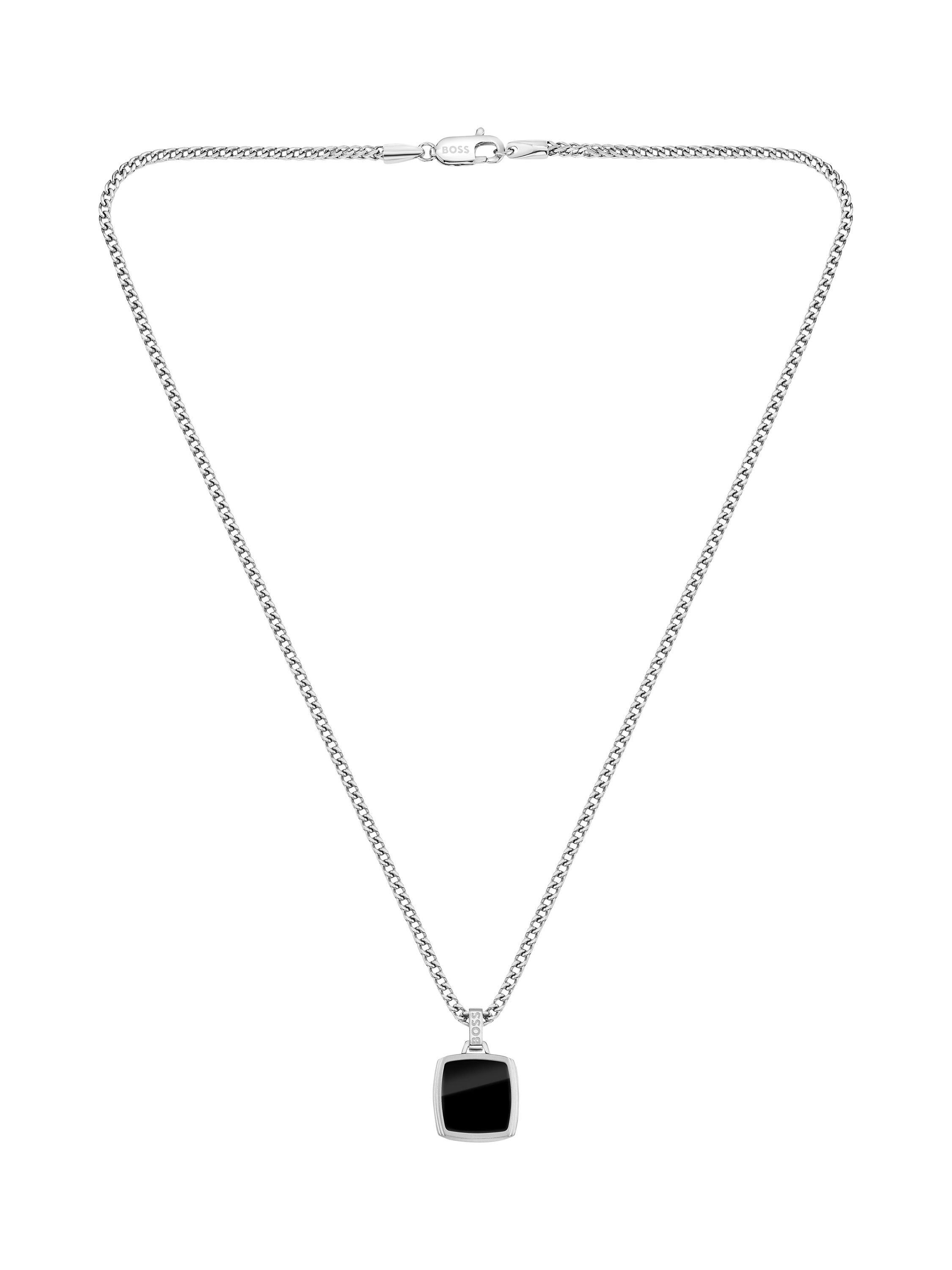 Product image 3 of 6, which shows BOSS Men's Odell Onyx Pendant Necklace, Silver/Black