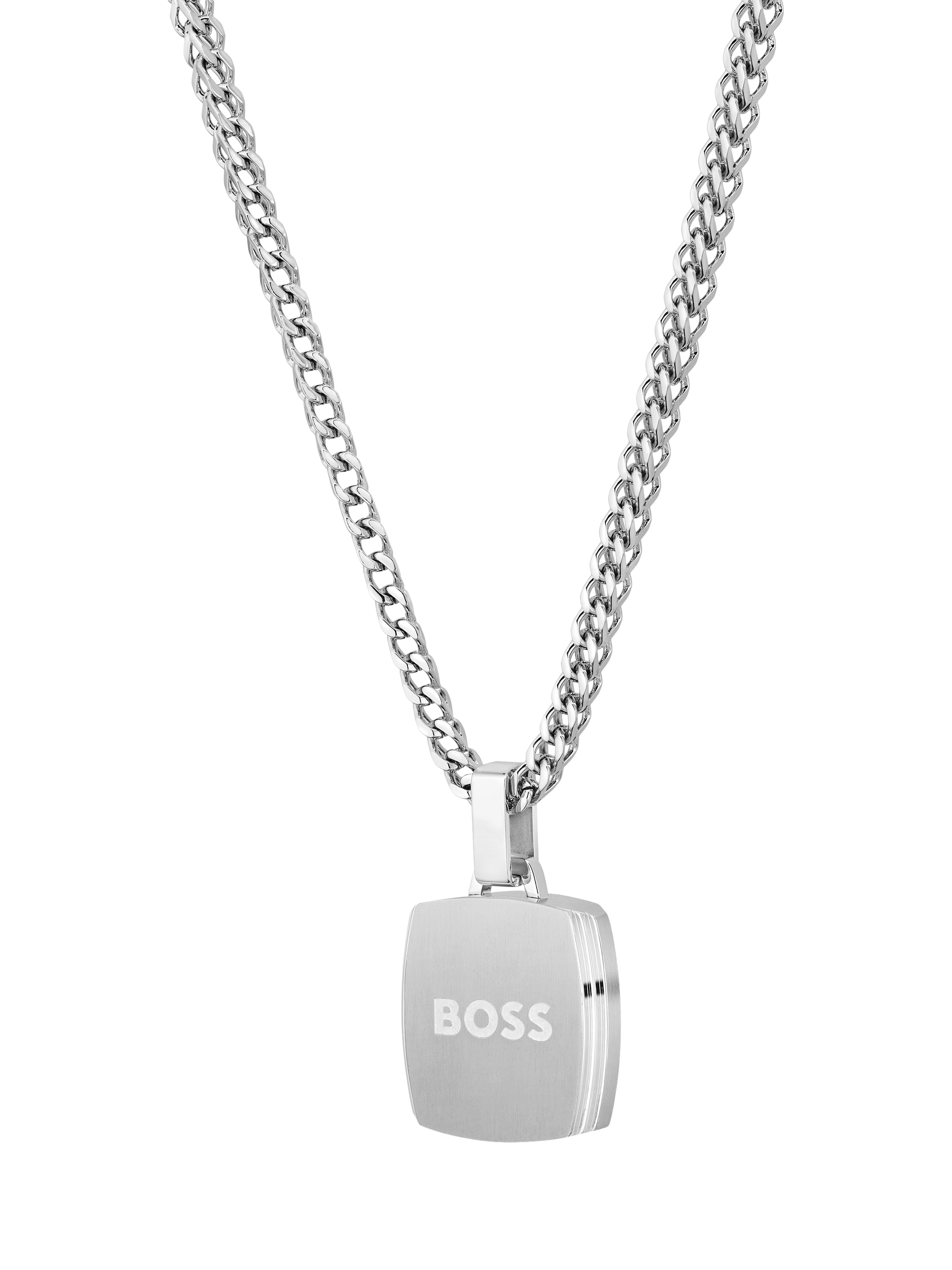 Product image 4 of 6, which shows BOSS Men's Odell Onyx Pendant Necklace, Silver/Black