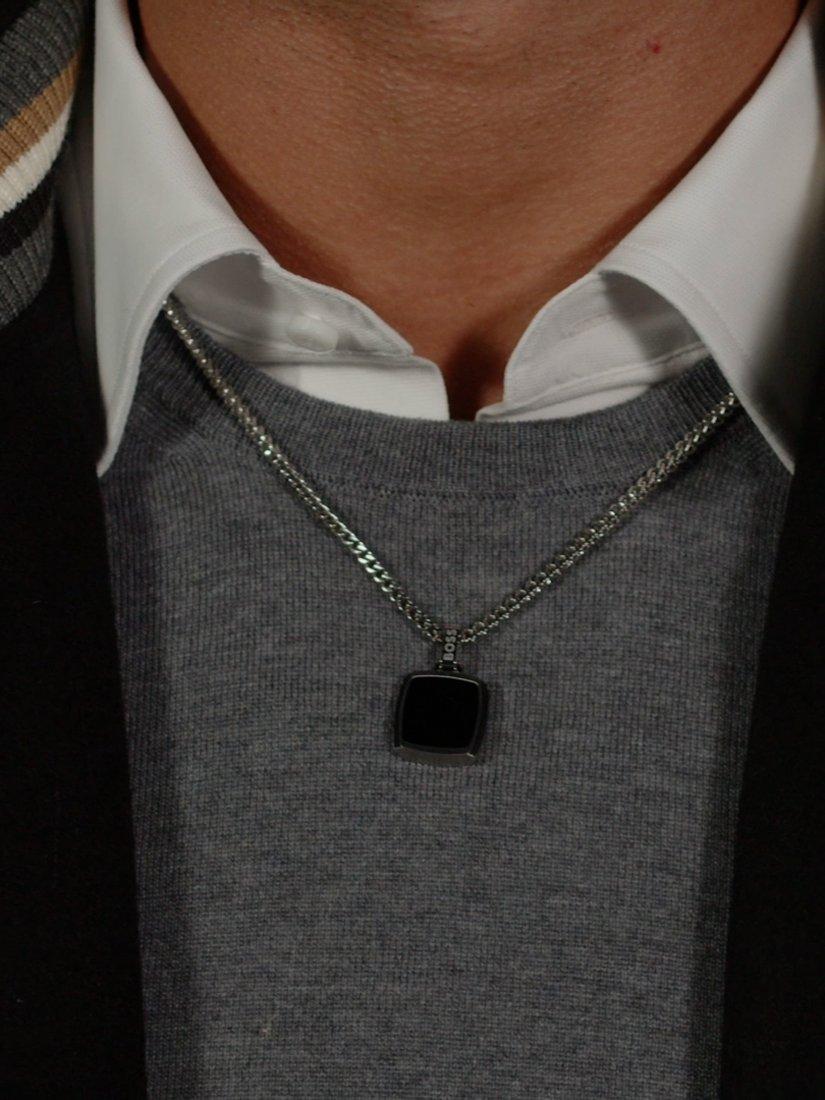 Product image 5 of 6, which shows BOSS Men's Odell Onyx Pendant Necklace, Silver/Black