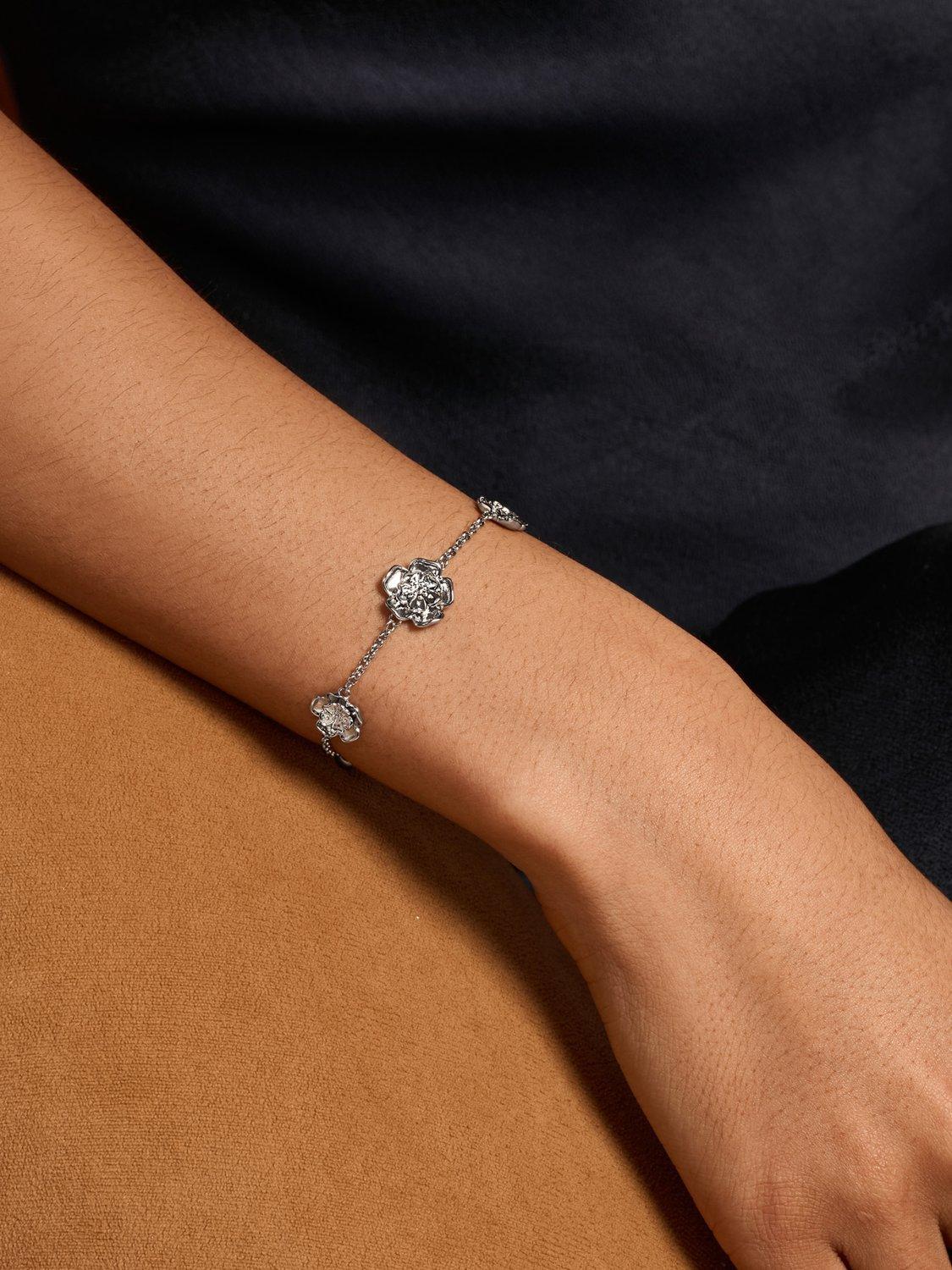 Product image 2 of 5, which shows Olivia Burton Tudor Rose Chain Bracelet, Silver