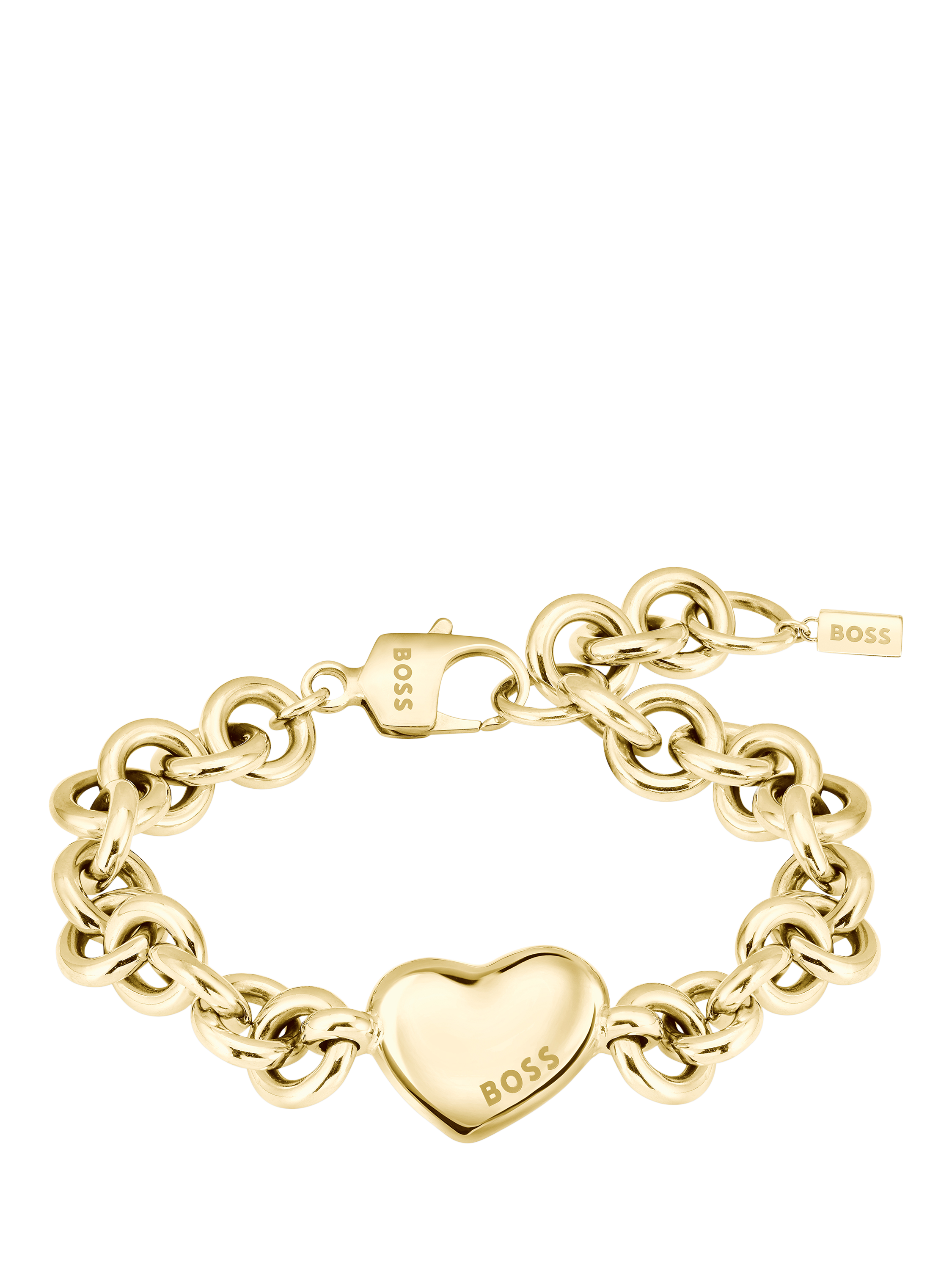 Product image 1 of 5, which shows BOSS Honey Love Heart Chain Bracelet, Gold