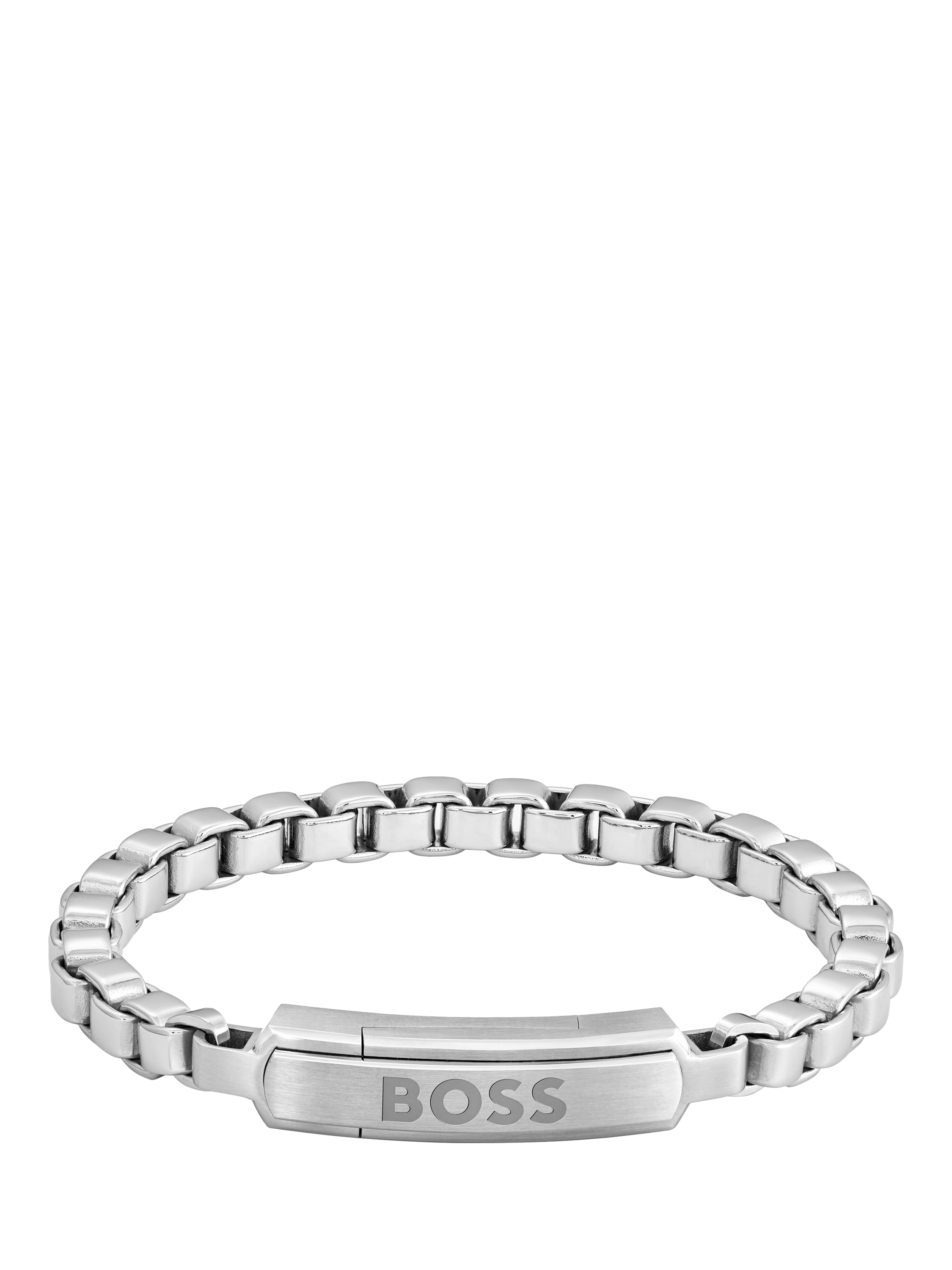 Product image 7 of 7, which shows BOSS Men's Devon Dog Tag Pendant Necklace and Box Chain Bracelet Gift Set, Silver