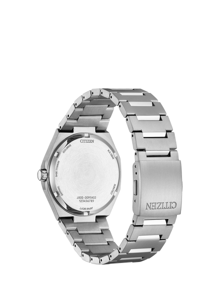 Citizen AW0130-85L Men's Zenshin Super Titanium™ Date Eco-Drive Bracelet Strap Watch, Silver/Blue - view 2, Silver/Blue