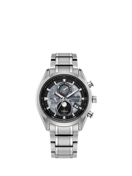 Citizen Tsuki-Yomi Radio-Controlled Moon Phase Eco-Drive Bracelet Strap Watch, Silver/Grey