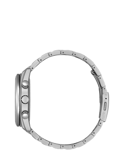 Citizen BY1010-57X Men's Eco-Drive Date Bracelet Strap Watch, Silver/Green - view 2, Silver/Green