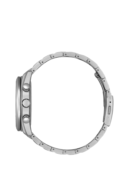 Citizen BY1010-57X Men's Eco-Drive Date Bracelet Strap Watch, Silver/Green - view 2, Silver/Green
