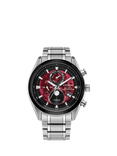 Citizen Tsuki-Yomi Radio-Controlled Moon Phase Eco-Drive Bracelet Strap Watch, Silver/Red