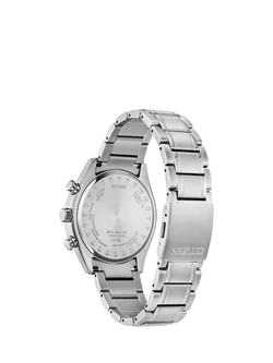 Citizen Tsuki-Yomi Radio-Controlled Moon Phase Eco-Drive Bracelet Strap Watch - view 2, Silver/Red