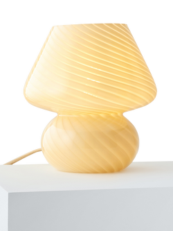 John Lewis Glass Mushroom Table Lamp, Buttermilk