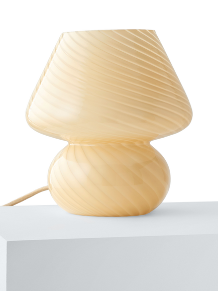 John Lewis Glass Mushroom Table Lamp - view 2, Buttermilk