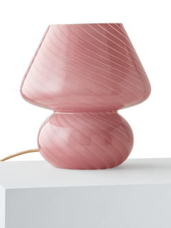 John Lewis Glass Mushroom Table Lamp - view 2, Plaster Pink