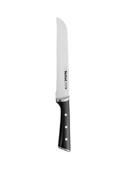 Tefal Ice Force Stainless Steel Bread Knife, 20cm, Black