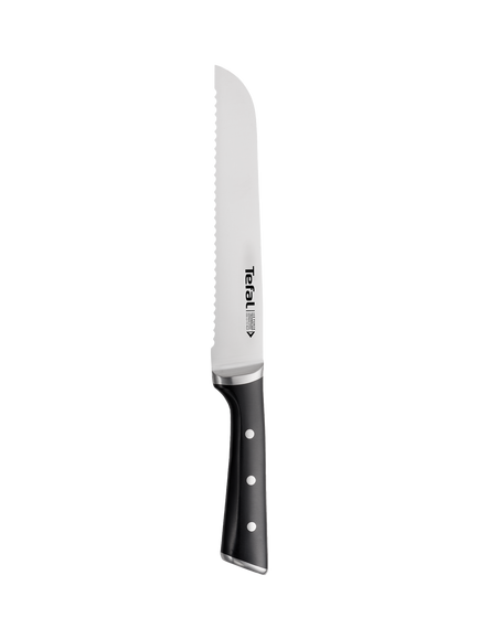 Tefal Ice Force Stainless Steel Bread Knife, 20cm, Black