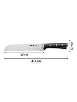 Tefal Ice Force Stainless Steel Bread Knife, 20cm - view 2, Black