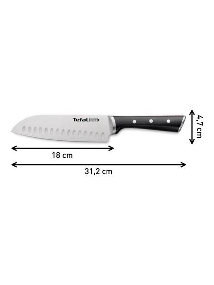 Tefal Ice Force Stainless Steel Santoku Knife, 18cm - view 2, Black