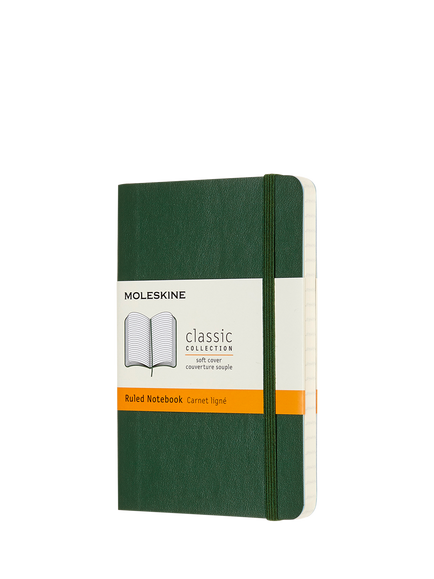 Moleskine Pocket Soft Cover Notebook, Green, Green