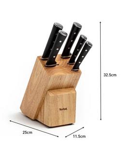 Tefal Ice Force Stainless Steel Knives & Filled Wood Knife Block Set, 5 Piece - view 2, Black